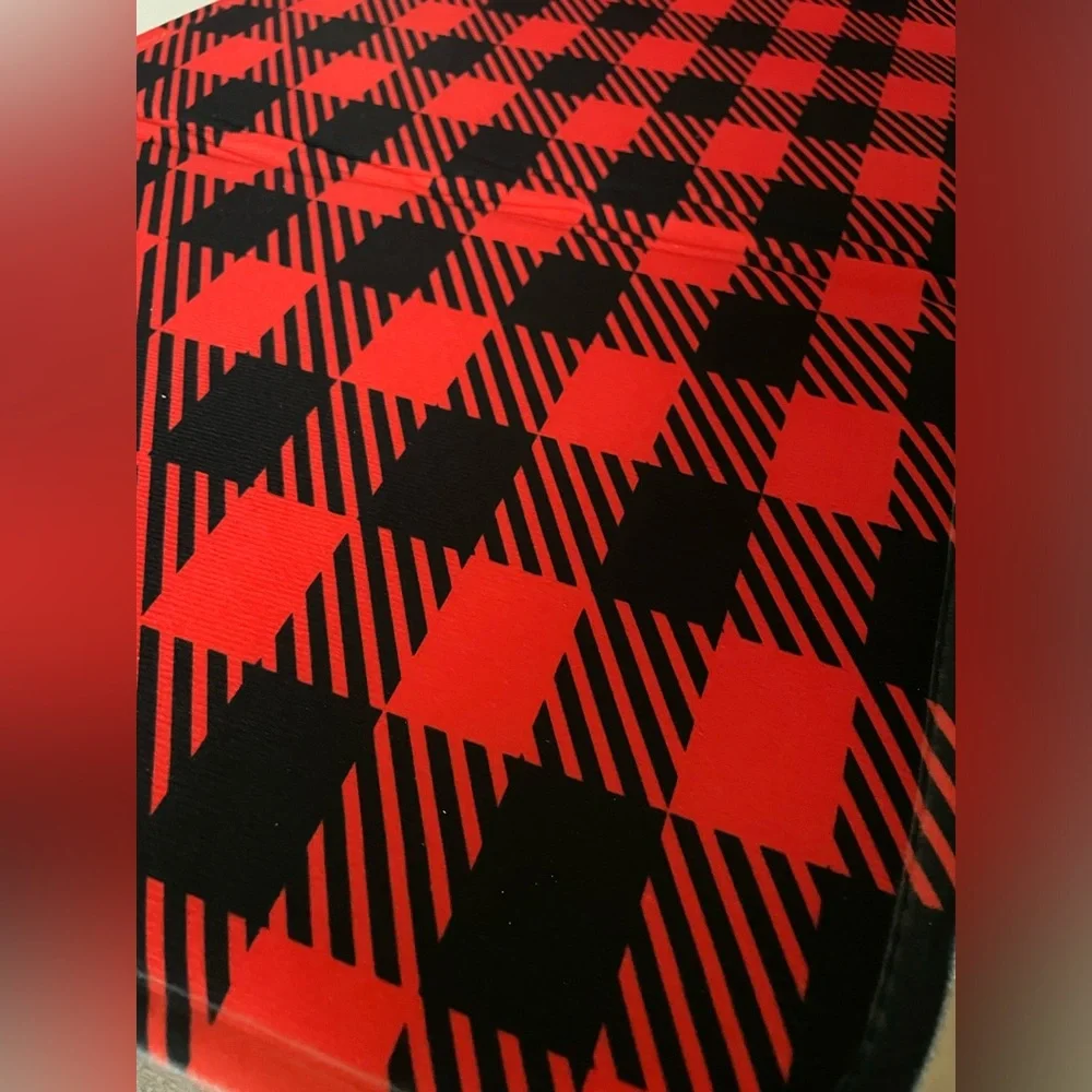 Red and Black Plaid Padded Large Table Runner